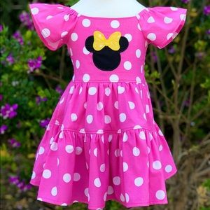 Baby girl pink Minnie Mouse dress- handmade- in size 18-24 months
